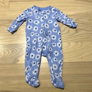 Baby GAP Floral Periwinkle Footed One-Piece Pajamas 3-6 months Baby Girl PJs